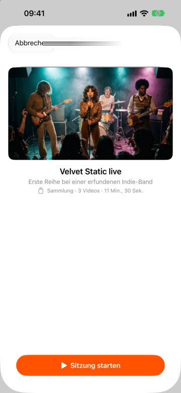 Die Fernbedienung auf dem iPhone, bereit, eine Sitzung zu starten.
