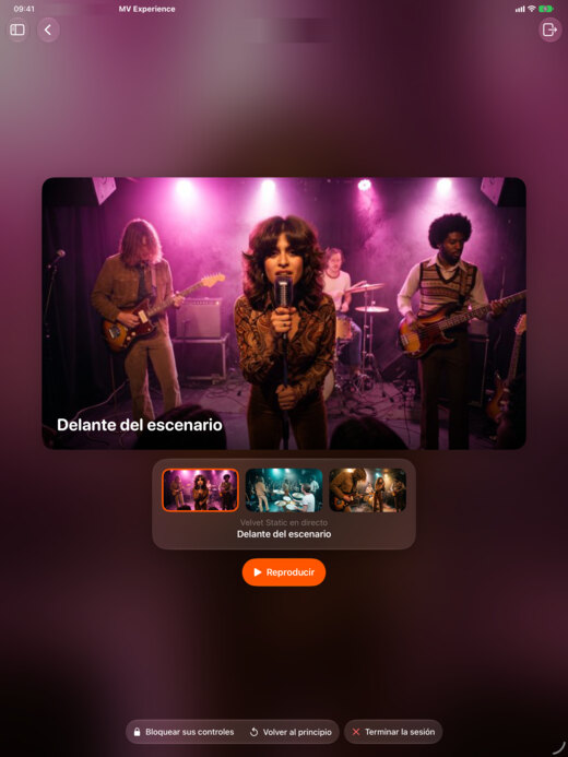 El mando a distancia en el iPad, siguiendo la sesión de Velvet Static en directo con sus tres vídeos.