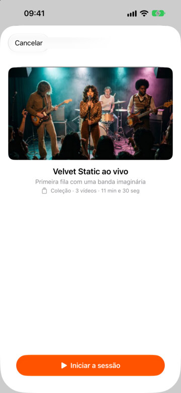 O controle remoto no iPhone, pronto para iniciar uma sessão.