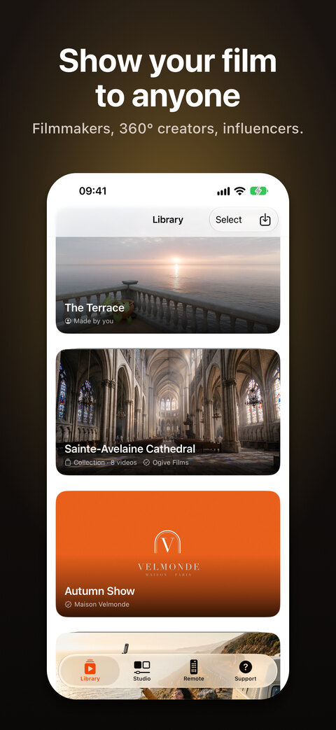 Show your film to anyone: the Library on iPhone.
