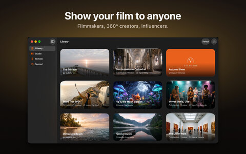 Show your film to anyone: the Library on Mac.