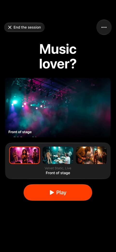 App preview for iPhone: the title Music lover? over a concert picture.