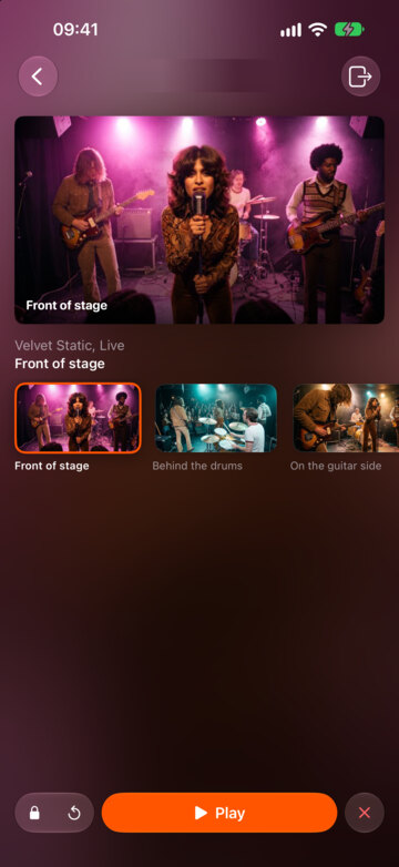 The remote on iPhone, following the Velvet Static session: Front of stage is playing.